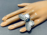 Whimsical Vintage Native American Navajo Bisbee Turquoise Sterling Silver Butterfly Ring-Nativo Arts