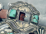 One Of The Best Vintage Native American Navajo Hand Tooled Sterling Silver Turquoise Concho Belt-Nativo Arts