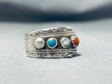 Amazing Vintage Native American Navajo Turquoise Sterling Silver Band Ring-Nativo Arts