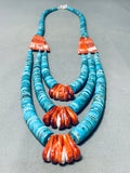 Native American One Of The Best Ever Santo Domingo Turquoise Disc Sterling Silver Necklace-Nativo Arts