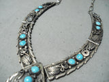 Phenomenal Vintage Native American Navajo Sleeping Beauty Turquoise Sterling Silver Necklace-Nativo Arts