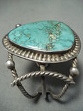 Native American Museum Vintage Navajo Carico Lake Turquoise Sterling Silver Bracelet-Nativo Arts