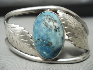 Rare Aqua Stone Vintage Native American Navajo Sterling Silver Turquoise Bracelet-Nativo Arts