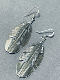 Native American Authentic Vintage Ben Begaye Sterling Silver Feather Earrings-Nativo Arts