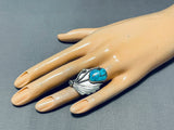 Rare Mine Turquoise Vintage Native American Navajo Morenci Sterling Silver Ring-Nativo Arts