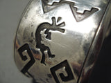 Huge Vintage Native American Navajo Royston Turquoise Sterling Silver Kokopelli Bracelet Old-Nativo Arts