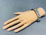 Advanced Work Al Cleveland Native American Navajo Signed Sterling Silver Solid Bracelet-Nativo Arts