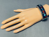 Monument Valley Native American Navajo Turquoise Space Kachina Inlay Sterling Silver Bracelet-Nativo Arts