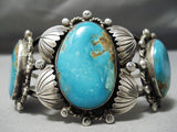 Museum Vintage Native American Navajo Old Morenci Turquoise Sterling Silver Bracelet Old-Nativo Arts
