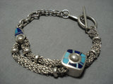 Important Vintage Native American Navajo Ray Tracy Charm Sterling Silver Turquoise Bracelet-Nativo Arts