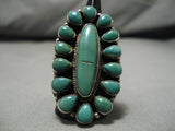 Magnificent Vintage Native American Navajo Green Turquoise Sterling Silver Ring-Nativo Arts