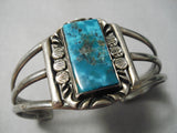 Stunning Vintage Native American Navajo Pilot Mountain Turquoise Sterling Silver Bracelet Old-Nativo Arts