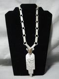 Native American Important Anthony Lovato Dinosaur Sterling Silver Maiden Necklace Santo Domingo-Nativo Arts