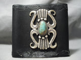 Impressive Vintage Native American Navajo Royston Turquoise Sterling Silver Bowguard Old-Nativo Arts