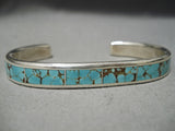 Important Rare Vintage Native American Zuni #8 Turquoise Sterling Silver Native Bracelet-Nativo Arts