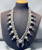 Spider Vintage Native American Navajo Sterling Silver Squash Blossom Necklace-Nativo Arts