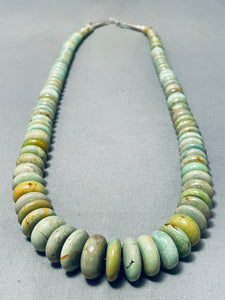 Native American Gasp! Green Turquoise Graduating Santo Domingo Sterling Silver Necklace-Nativo Arts