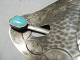 Native American One Of The Best Vintage Navajo Turquoise Sterling Silver Hair Barrette Clip Old-Nativo Arts