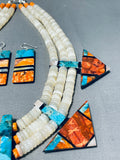 Native American One Of The Most Unique Ever Santo Domingo Turquoise Diamond Necklace-Nativo Arts