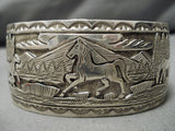 June Delgarito Vintage Native American Navajo Horses Sterling Silver Detailed Bracelet-Nativo Arts