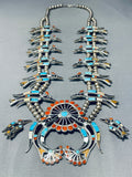 Important Vintage Native American Zuni Turquoise Sterling Silver Squash Blossom Necklace-Nativo Arts