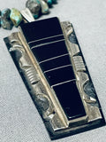One Of The Most Unique Vintage Native American Navajo Turquoise Inlay Sterling Silver Necklace-Nativo Arts