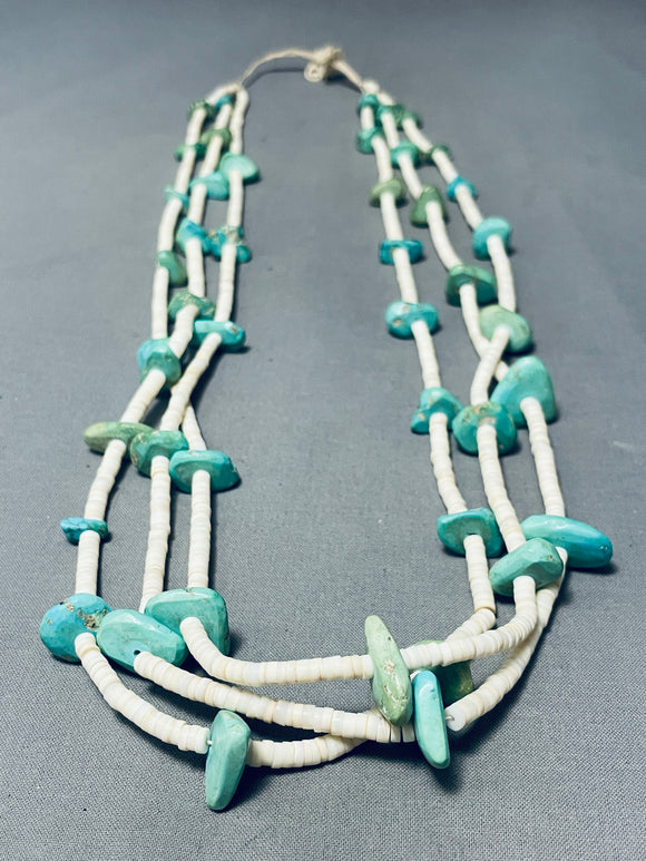 Native American Very Old Vintage Santo Domingo Turquoise Shell Necklace-Nativo Arts