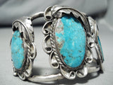 Opulent Vintage Native American Navajo Bisbee Turquoise Sterling Silver Bracelet Old-Nativo Arts