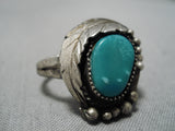 Incredible Vintage Navajo Green Turquoise Sterling Silver Native American Ring-Nativo Arts