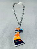 One Of The Most Unique Native American Navajo Signed Sterling Silver Inlay Kachina Necklace-Nativo Arts