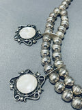 Rare Tier Vintage Native American Navajo Pearl Sterling Silver Necklace Old-Nativo Arts