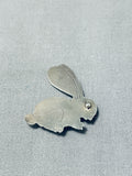 Native American Whimsicle Vintage Navajo Turquoise Sterling Silver Bunny Rabbit Pin-Nativo Arts