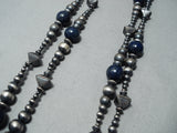 Spectacular Navajo Lapis Sterling Silver Necklace Native American-Nativo Arts
