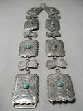 Exceptional Vintage Native American Navajo Royston Turquoise Sterling Silver Concho Belt Old-Nativo Arts