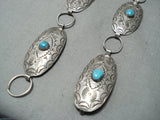 Spectacular Vintage Native American Navajo Old Kingman Turquoise Sterling Silver Concho Belt-Nativo Arts