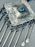 One Of The Most Unique Yazzie Native American Navajo Turquoise Sterling Silver Necklace-Nativo Arts