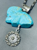 Important Vintage Native American Navajo Turquoise Rabbit Sterling Silver Necklace-Nativo Arts