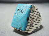 Monumental Navajo Kingman Turquoise Sterling Silver Ring Native American-Nativo Arts