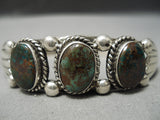 Superior Vintage Native American Navajo Natural Royston Turquoise Sterling Silver Bracelet Old-Nativo Arts