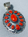 Rare Ida Payton Native American Navajo Coral Cluster Sterling Silver Pendant-Nativo Arts