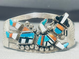 Rare Vintage Native American Zuni Turquoise Kachina Sterling Silver Bracelet-Nativo Arts