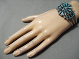 Sungursting Turquoise Vintage Native American Navajo Sterling Silver Bracelet Cuff-Nativo Arts