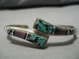 Rare Vintage Navajo Turquoise Sterling Silver Native American Bracelet Old-Nativo Arts