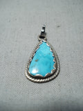 Beautiful Vintage Native American Navajo Kingman Turquoise Sterling Silver Pendant-Nativo Arts