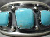 Heavy Huge Big Sturdy Vintage Native American Navajo #8 Turquoise Sterling Silver Bracelet Cuff-Nativo Arts