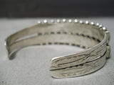 Rare Vintage Zuni Native American Navajo Squared Turquoise Sterling Silver Bracelet Old-Nativo Arts