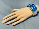 Best Pat Becenti Vintage Native American Navajo Lapis Inlay Sterling Silver Bracelet-Nativo Arts