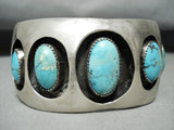 Huge Vintage Native American Navajo Turquoise Shadow Sterling Silver Bracelet Cuff Old-Nativo Arts