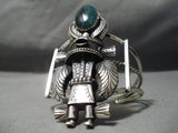 One Of Biggest Best Vintage Native American Navajo Turquoise Kachina Sterling Silver Bracelet-Nativo Arts