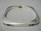 Native American Important Vintage Walapai Turquoise Sterling Silver Bangle Bracelet Old-Nativo Arts